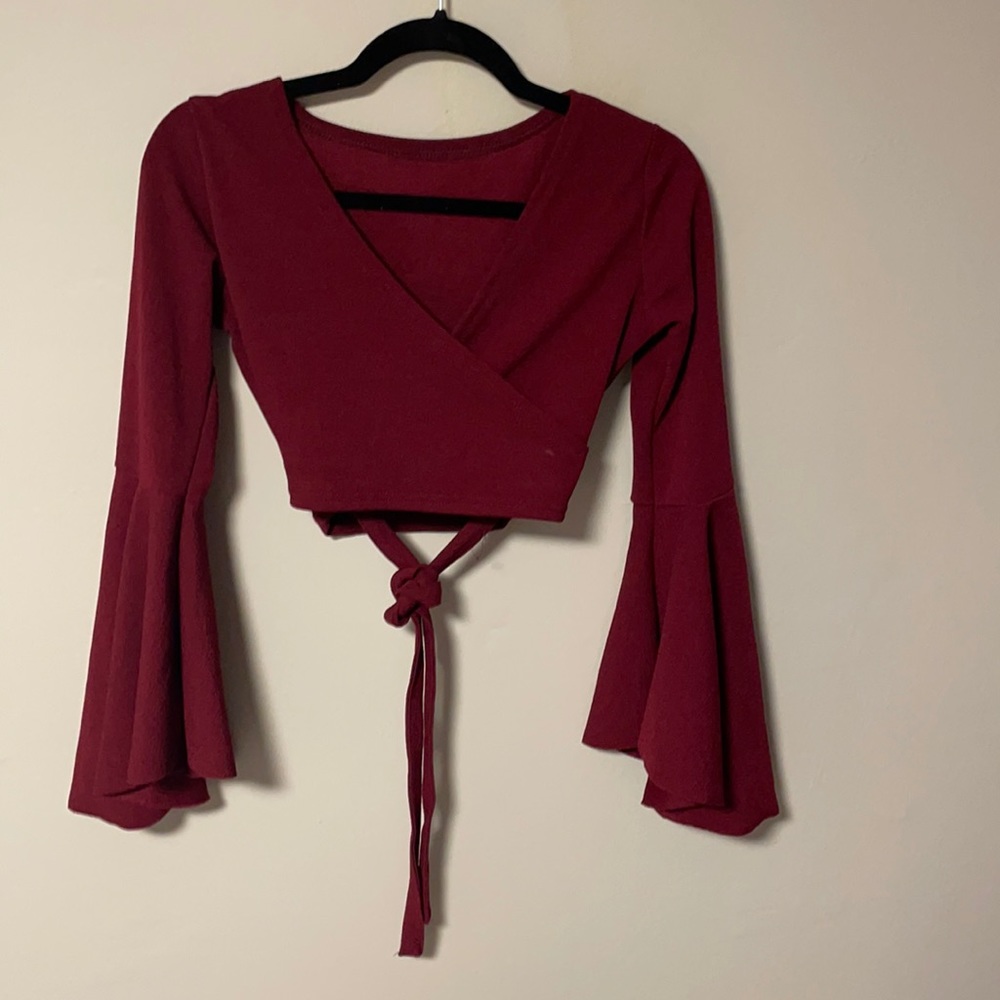 Velvet crossover flare croptop